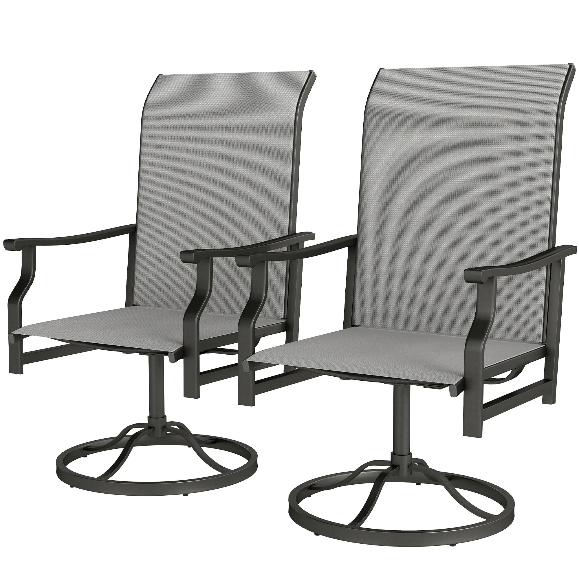 Swivel Rocker Outdoor Chair Set, 2 High Back Chairs, Light Grey Bistro Sets Light Grey at Gallery Canada