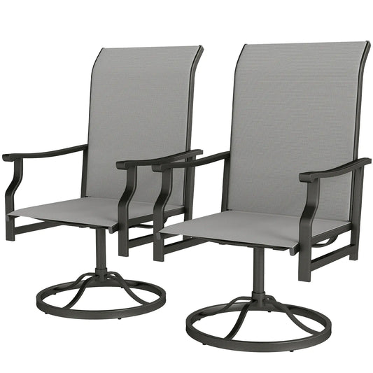 Swivel Rocker Outdoor Chair Set, 2 High Back Chairs, Light Grey Bistro Sets Light Grey at Gallery Canada