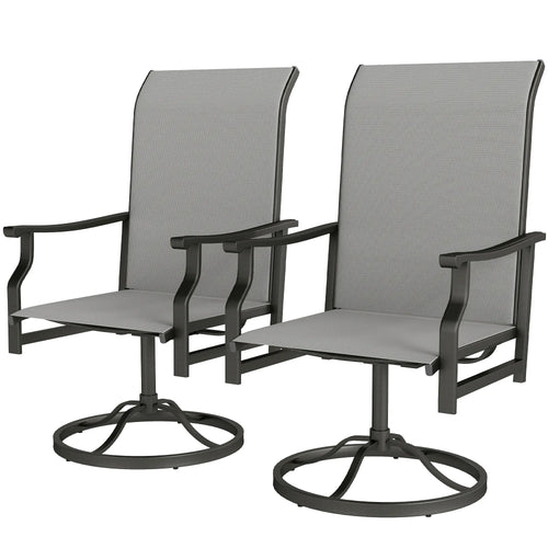 Swivel Rocker Outdoor Chair Set, 2 High Back Chairs, Light Grey