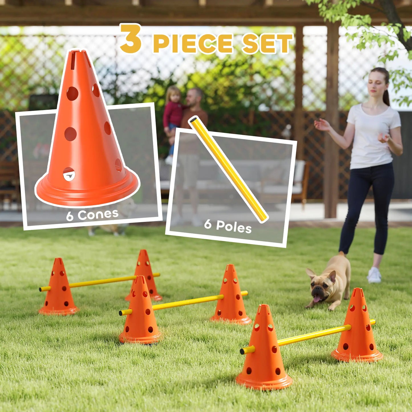 Dog Agility Hurdle Set, 6 Cones & Poles, Orange Dog Agility Training Equipment at Gallery Canada