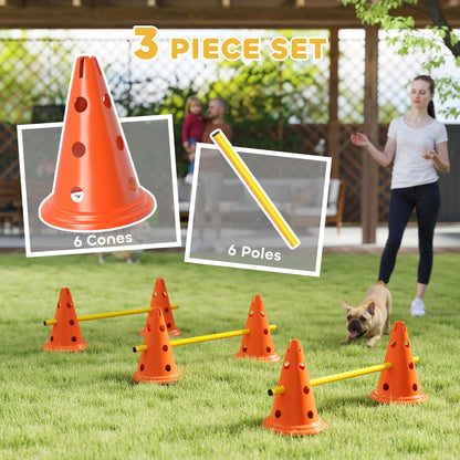 Dog Agility Hurdle Set, 6 Cones & Poles, Orange Dog Agility Training Equipment at Gallery Canada