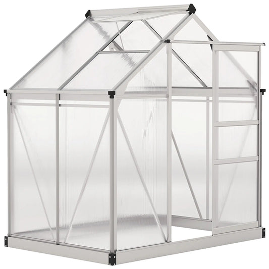 6' x 4' x 6.6' Polycarbonate Greenhouse, Walk-In Kit, Silver Walk In Greenhouses Silver, Clear at Gallery Canada
