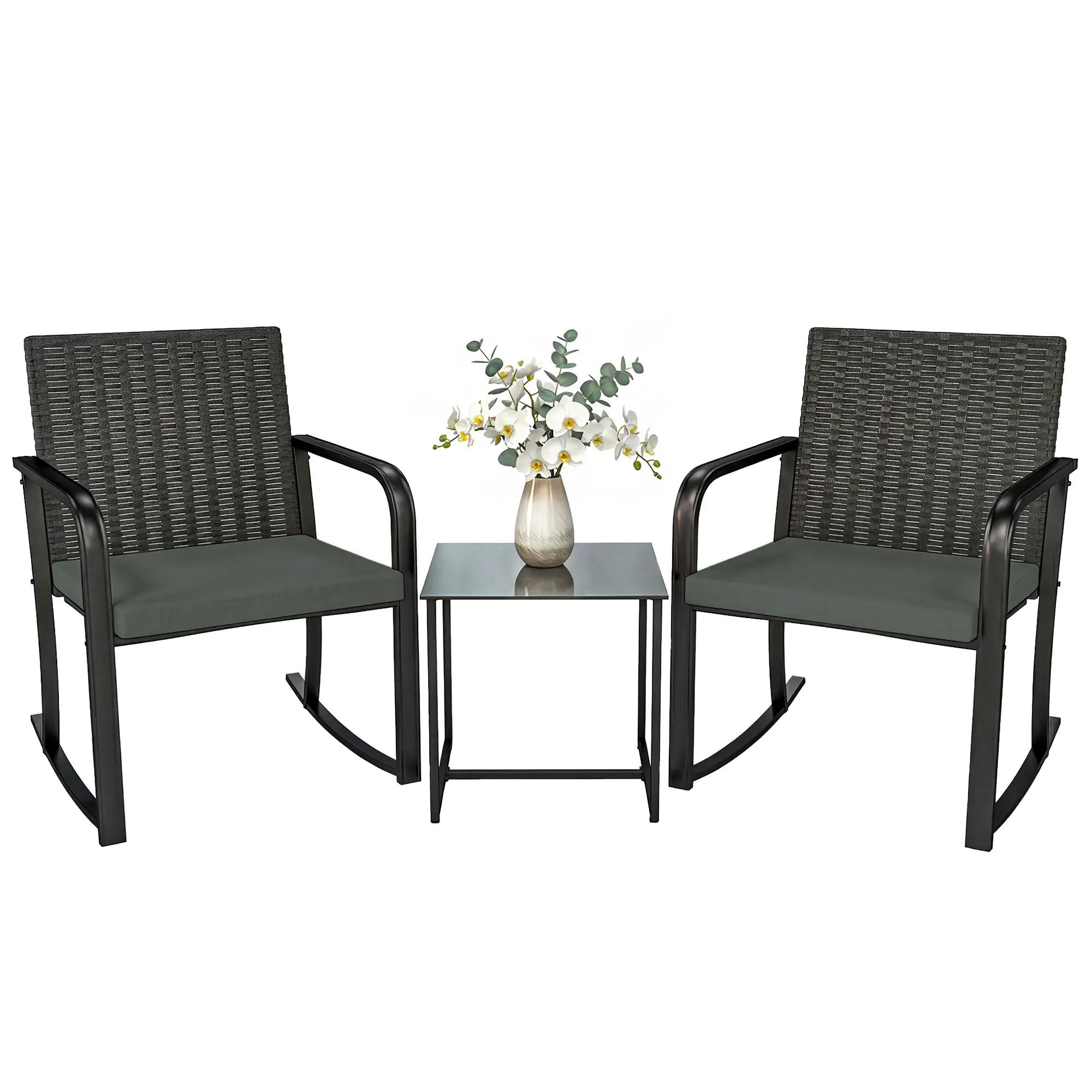 3-Piece Rocking Bistro Set, Outdoor Patio Furniture, Grey Bistro Sets at Gallery Canada