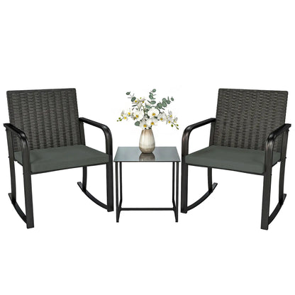 3-Piece Rocking Bistro Set, Outdoor Patio Furniture, Grey Bistro Sets at Gallery Canada