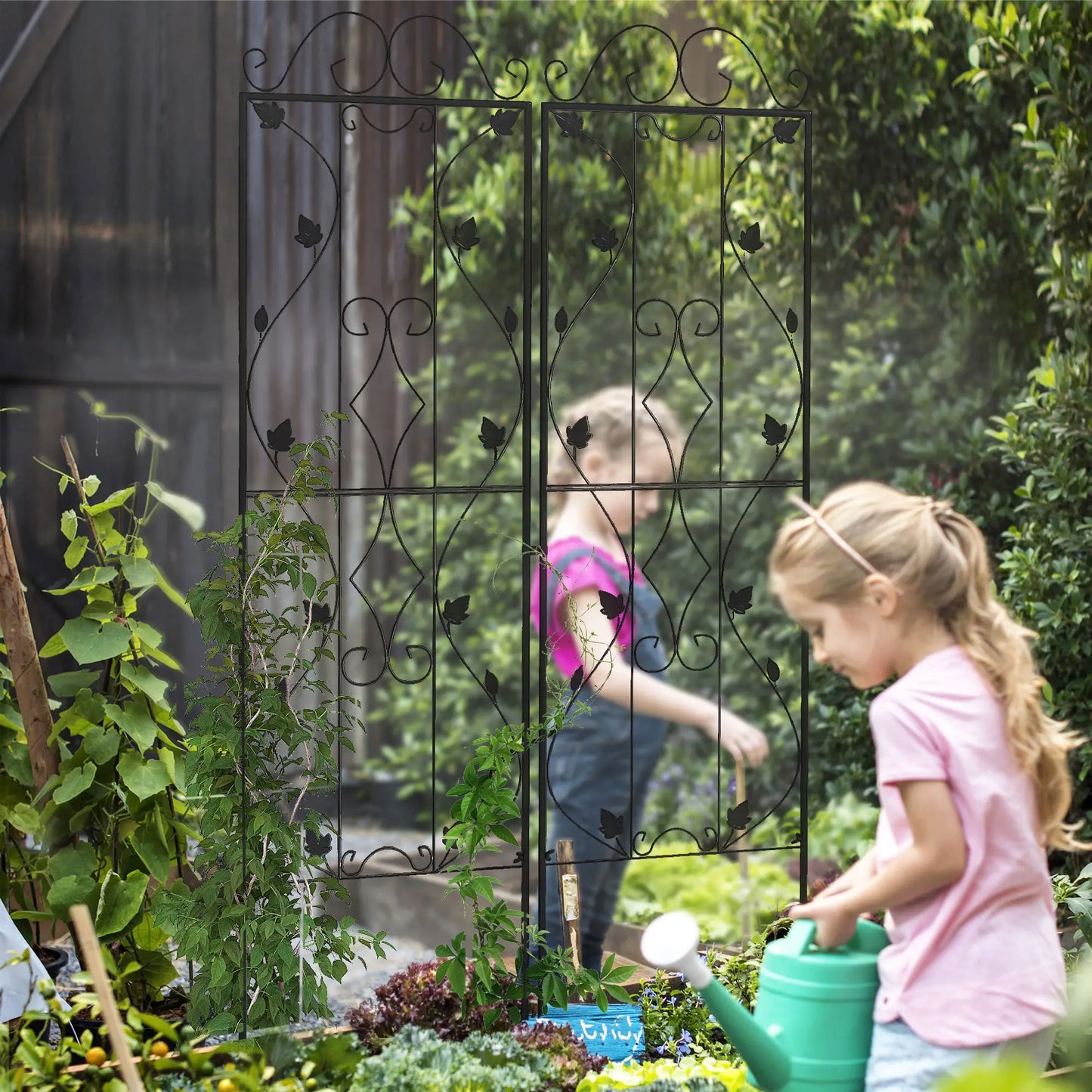 Metal Trellis Set of 2, Garden Climbing Plant Support, Leaf Design Plant Stands at Gallery Canada