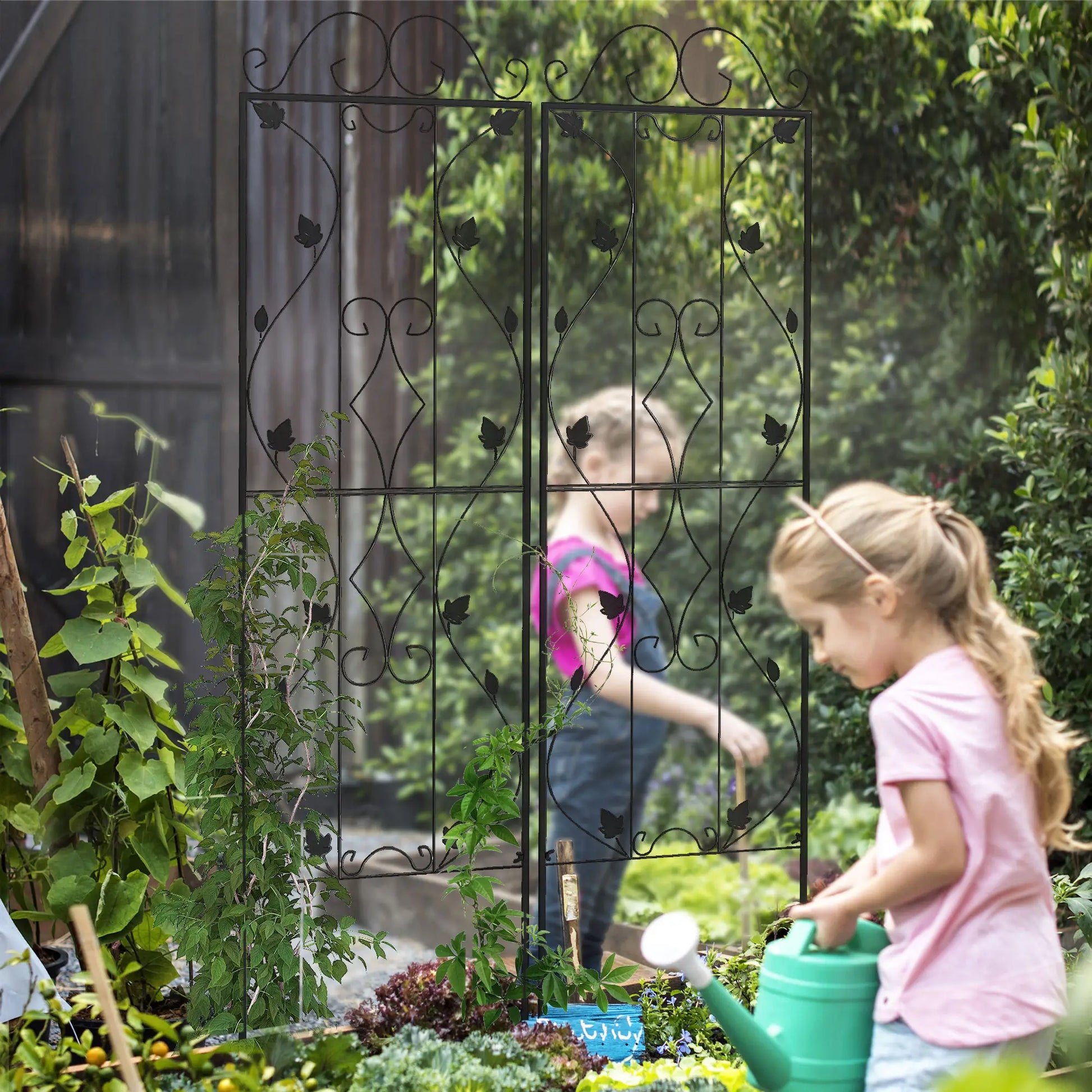 Metal Trellis Set of 2, Garden Climbing Plant Support, Leaf Design Plant Stands at Gallery Canada