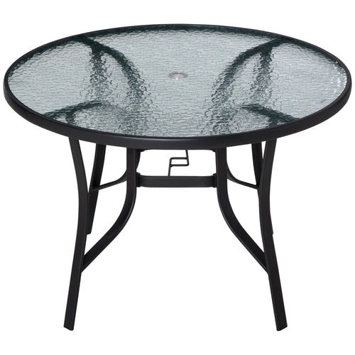 42 Inch Round Outdoor Dining Table with Umbrella Hole, Steel