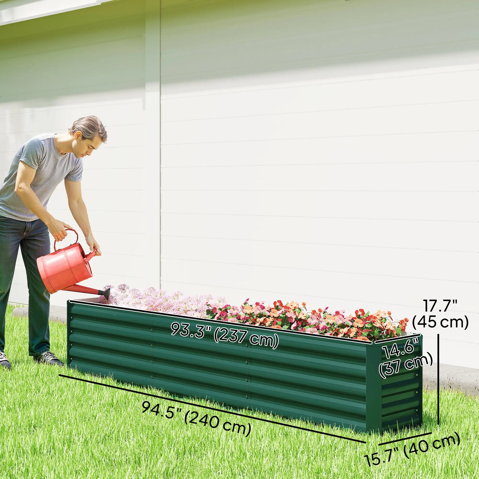 8 x 1.3 x 1.5ft Galvanized Raised Garden Bed, Green Galvanized Planter Boxes at Gallery Canada