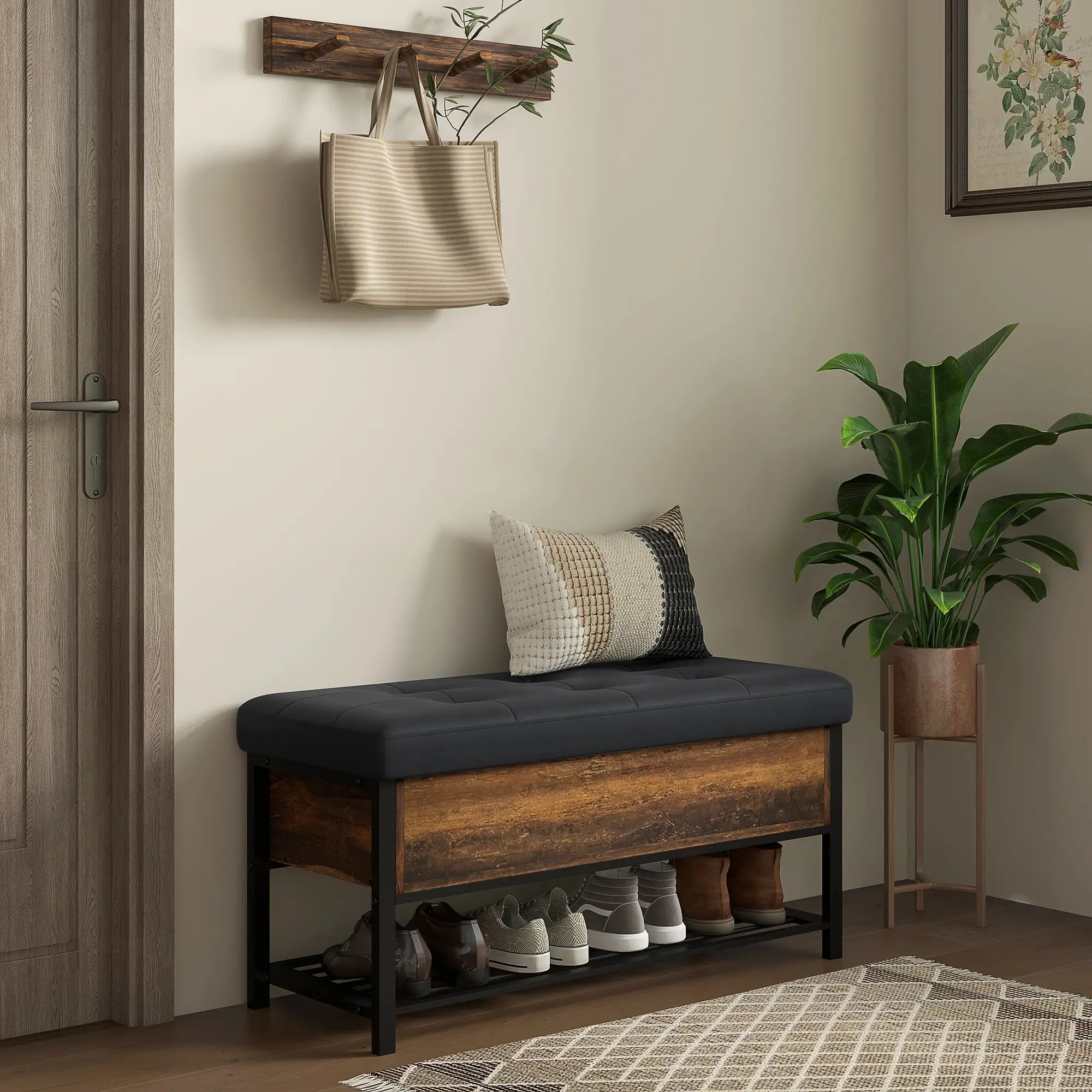 Shoe Storage Bench with Seat, Flip Top, Hidden Space, 4 Pairs Shoe Storage Cabinets & Racks at Gallery Canada