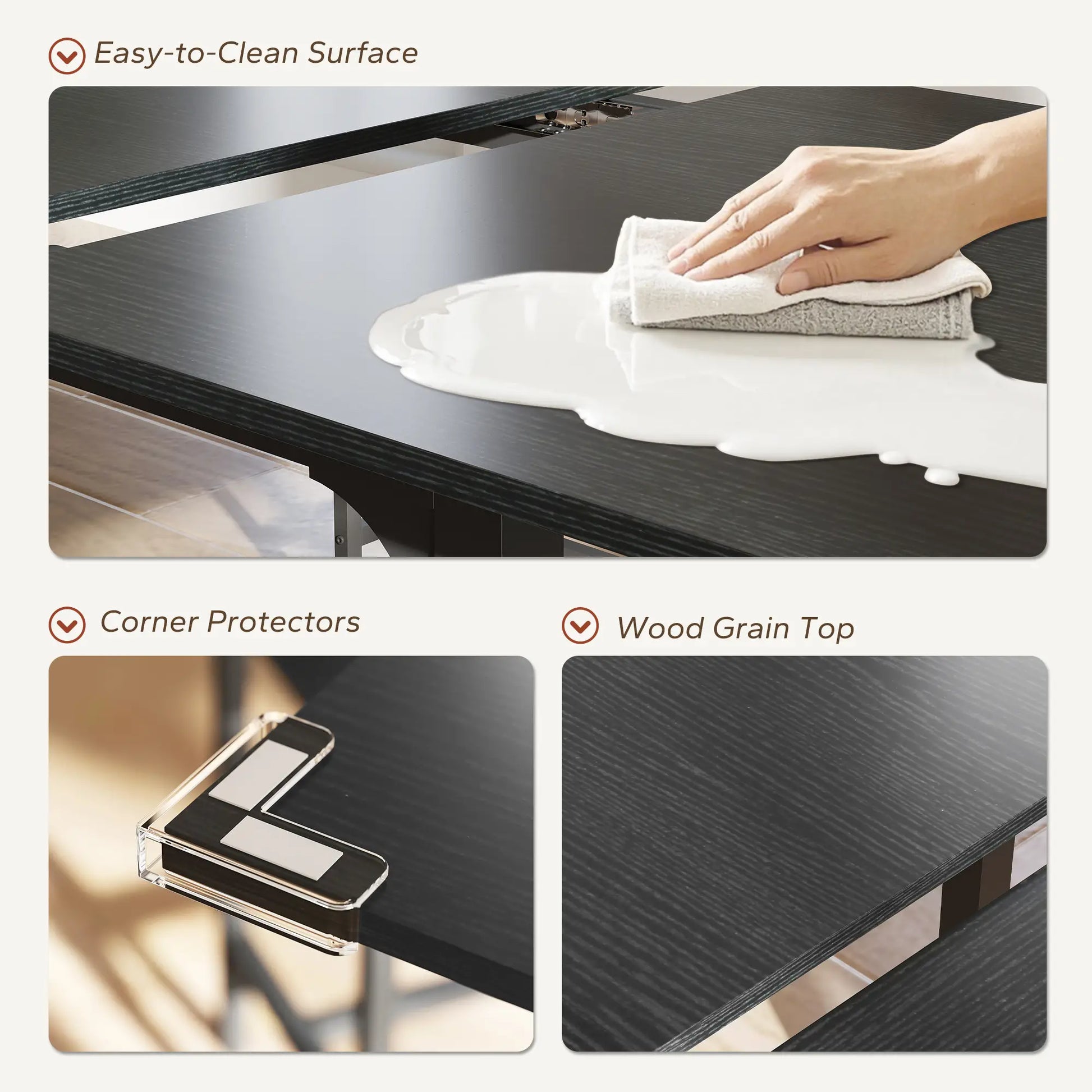 Extendable Dining Table Set, 5-Piece for 4-6 with 2 Benches and 2 Stools, Black Dining Table Sets at Gallery Canada