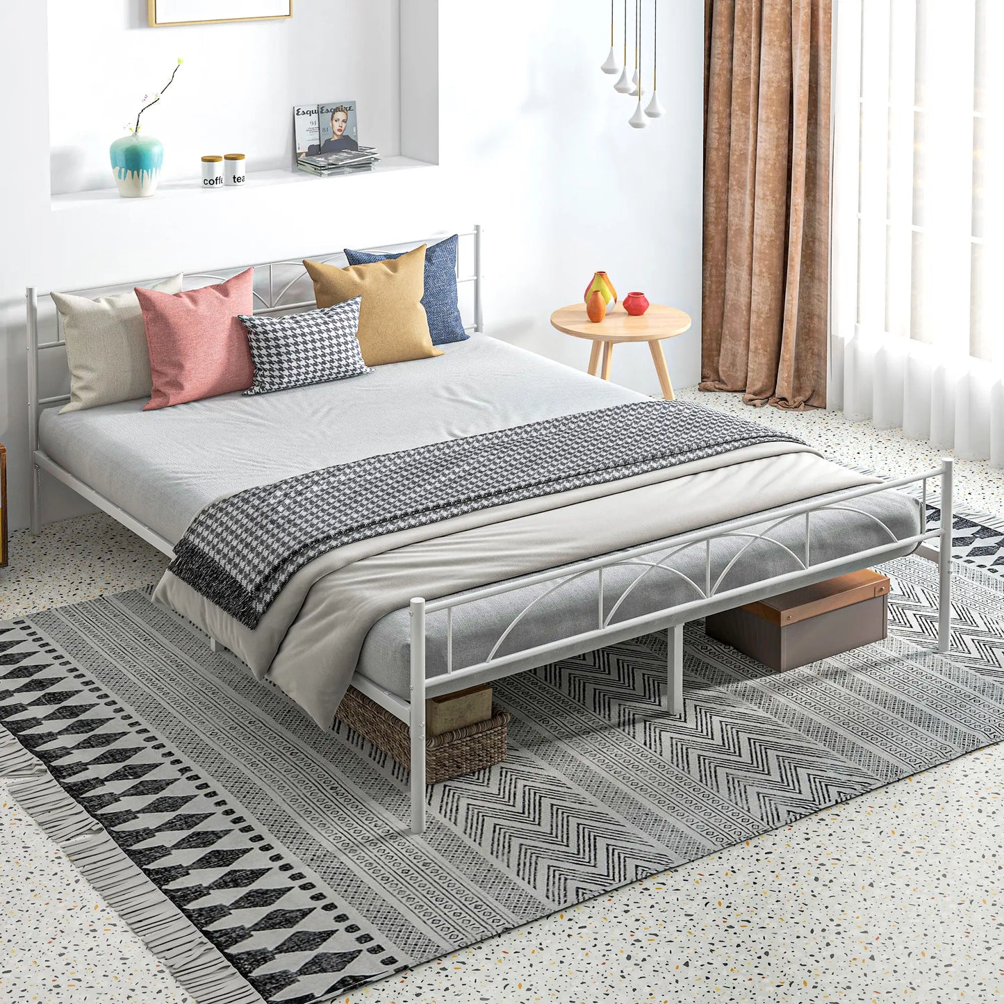 Metal Queen Platform Bed Frame with Headboard, Steel Slat Support, Underbed Storage, No Box Spring Needed, Easy Assembly Bed Frames at Gallery Canada