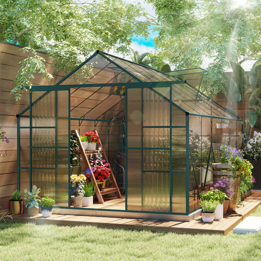 Aluminum Greenhouse Polycarbonate, 8 X 12 Ft, Green Walk In Greenhouses Green, Clear at Gallery Canada