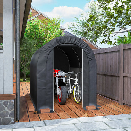 5' x 8' Outdoor Storage Shed, Heavy Duty Galvanized Steel, Black Car Shelters at Gallery Canada