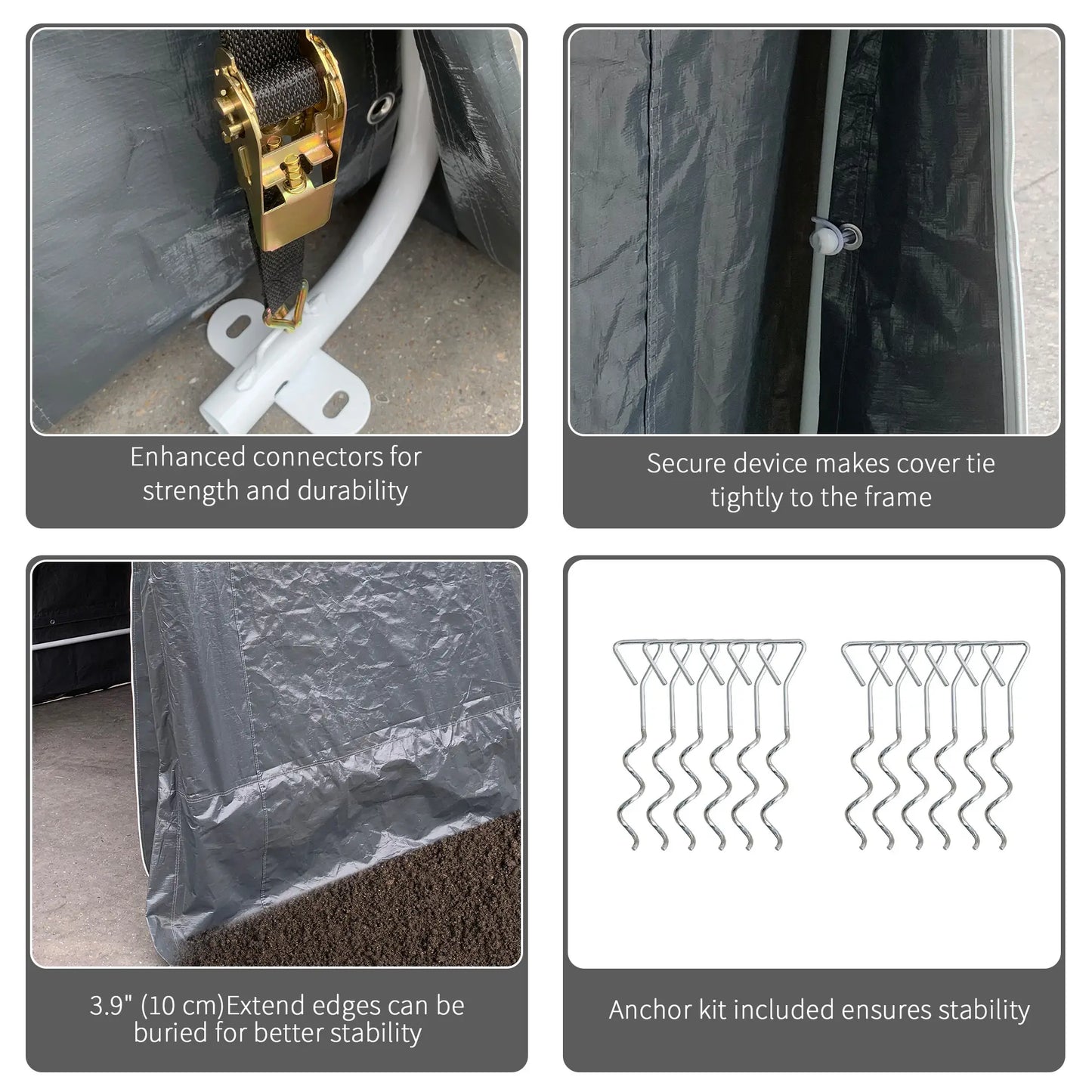 7.9' x 6.6' Garden Storage Tent, Metal Frame, Double Zipper Doors, Dark Grey Car Shelters at Gallery Canada