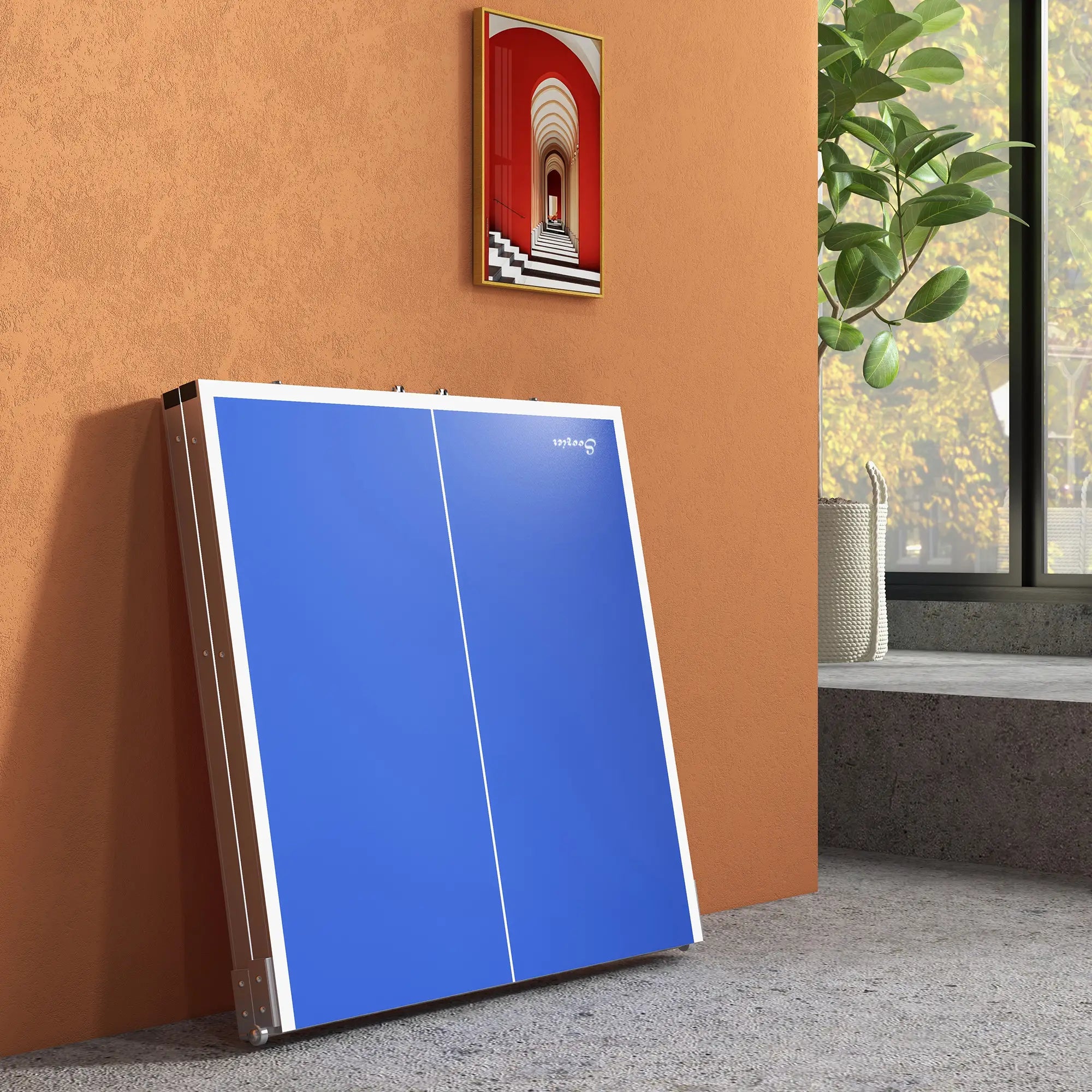 Portable Ping Pong Table Set, Table Tennis w/ Net, 2 Paddles, 3 Balls, Blue Game Tables at Gallery Canada