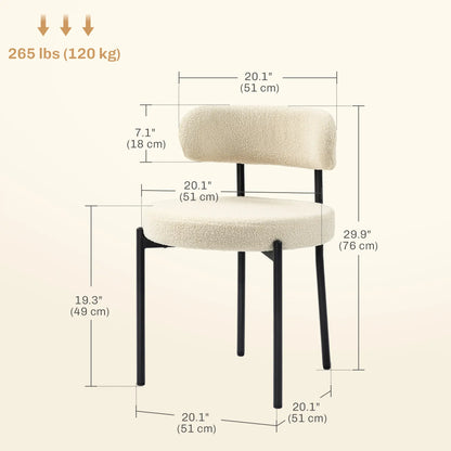 Modern Dining Chairs, Berber Fleece Upholstery, Steel Legs, Beige Dining Chairs at Gallery Canada