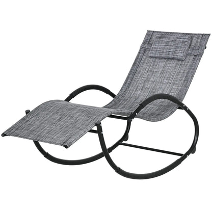 Outdoor Rocking Chair, Zero Gravity Rocker with Mesh Seat, Padded Pillow, Grey Outdoor Rocking Chairs Grey at Gallery Canada