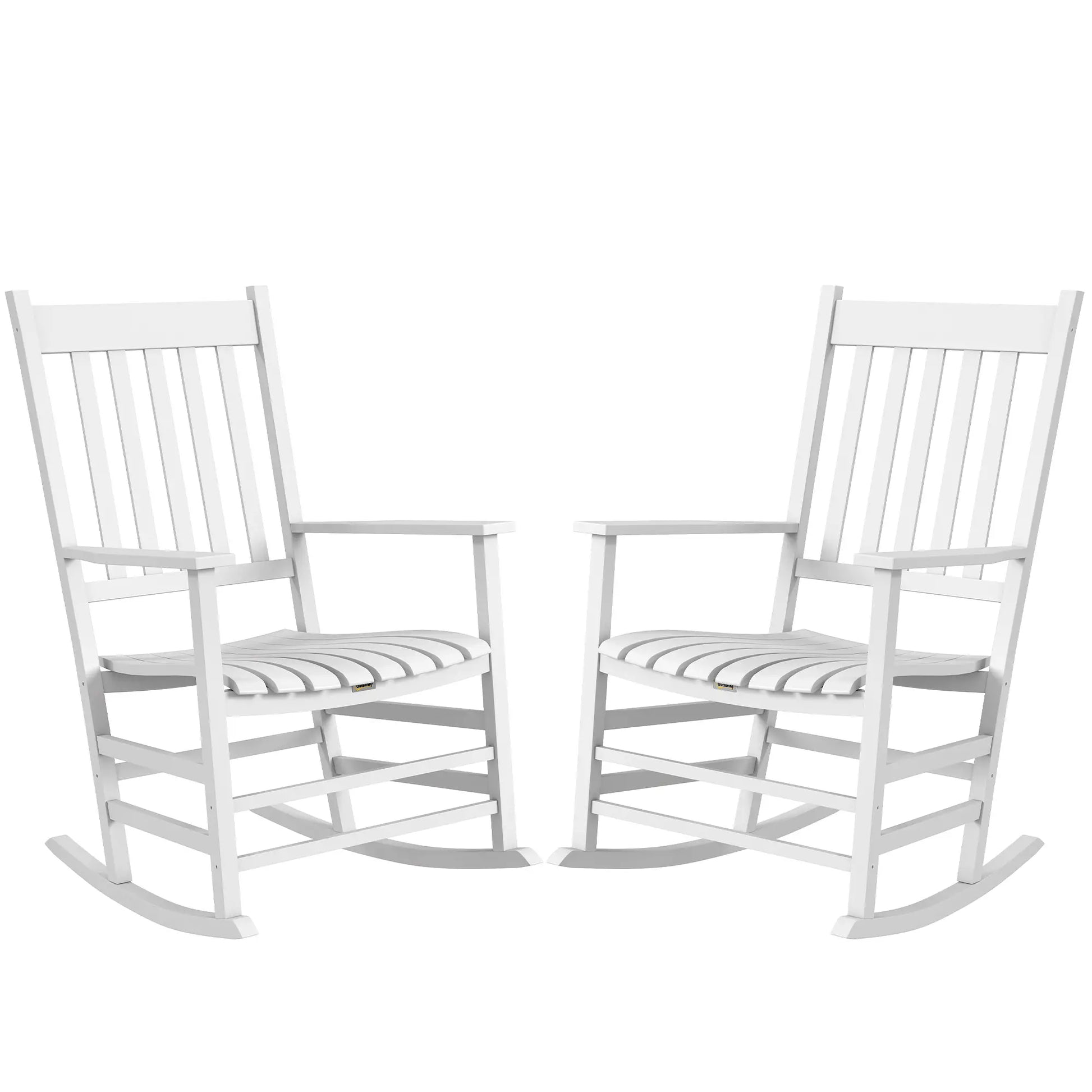 Wooden Patio Rocking Chairs Set of 2, Outdoor Rocker, High Back, White Outdoor Rocking Chairs at Gallery Canada