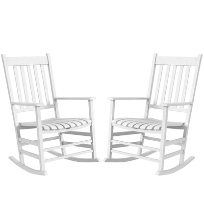 Wooden Patio Rocking Chairs Set of 2, Outdoor Rocker, High Back, White Outdoor Rocking Chairs at Gallery Canada
