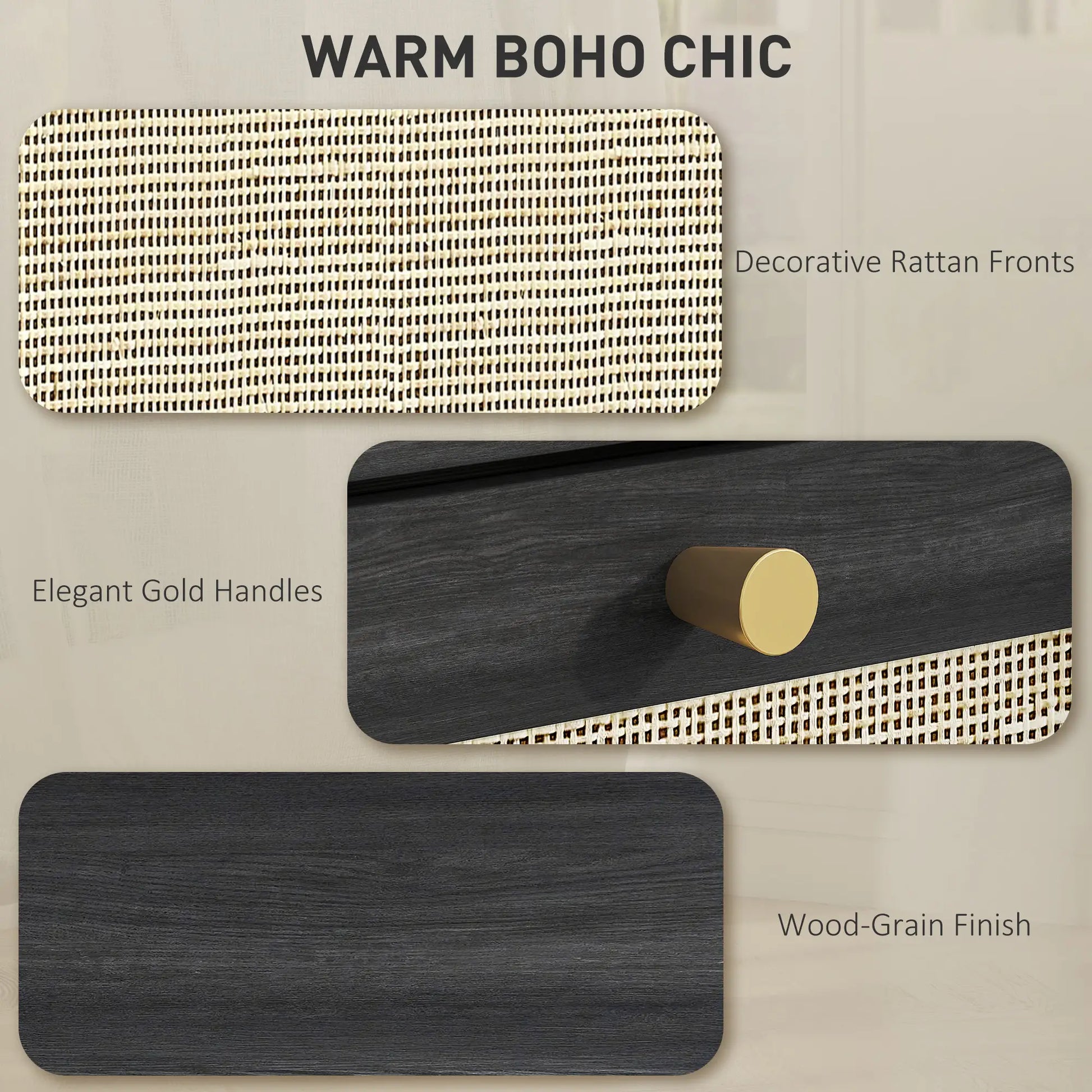 4 Drawer Filing Cabinet with Lock, Boho Style, A4 Letter Size, Black Office Cabinets & Cupboards at Gallery Canada