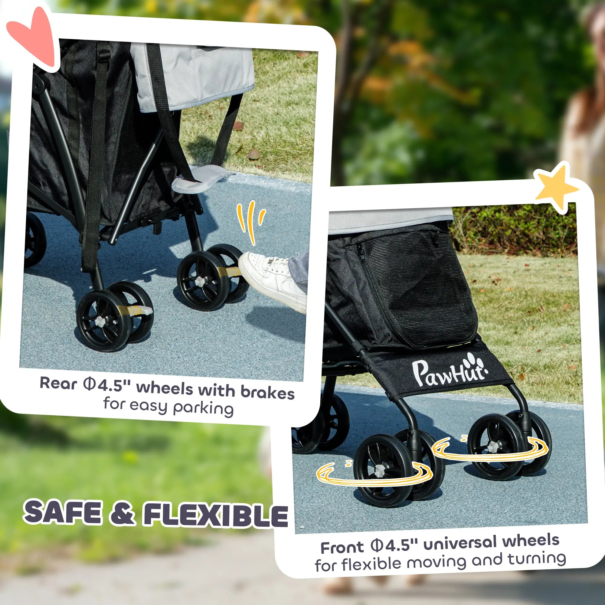 Foldable Dog Stroller, Lightweight, Storage Bag, Cup Holder, Light Grey Dog Bike Trailers & Strollers at Gallery Canada