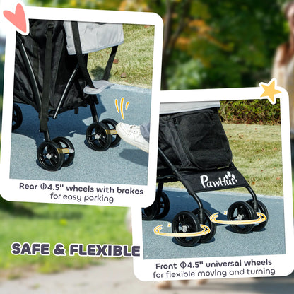 Foldable Dog Stroller, Lightweight, Storage Bag, Cup Holder, Light Grey Dog Bike Trailers & Strollers at Gallery Canada