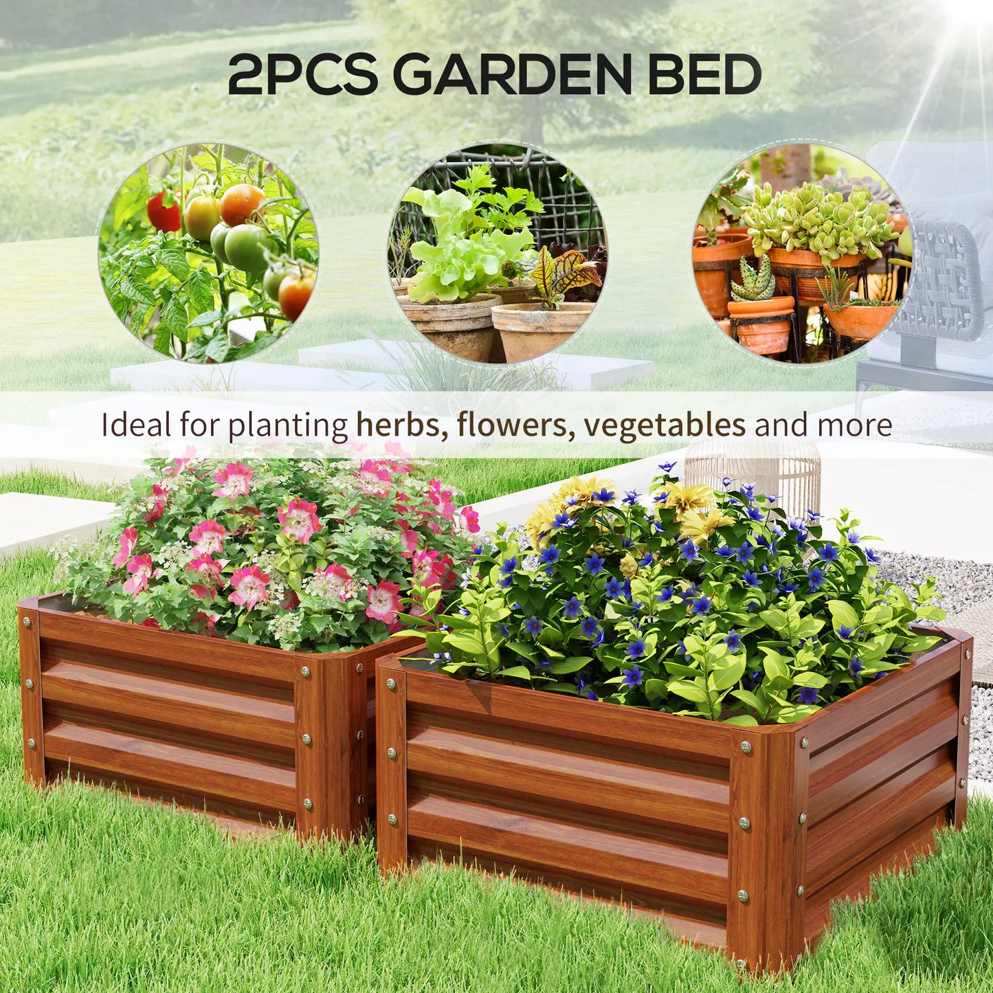 2' x 2' x 1' Raised Garden Bed, Dark Brown Galvanized Planter Boxes at Gallery Canada