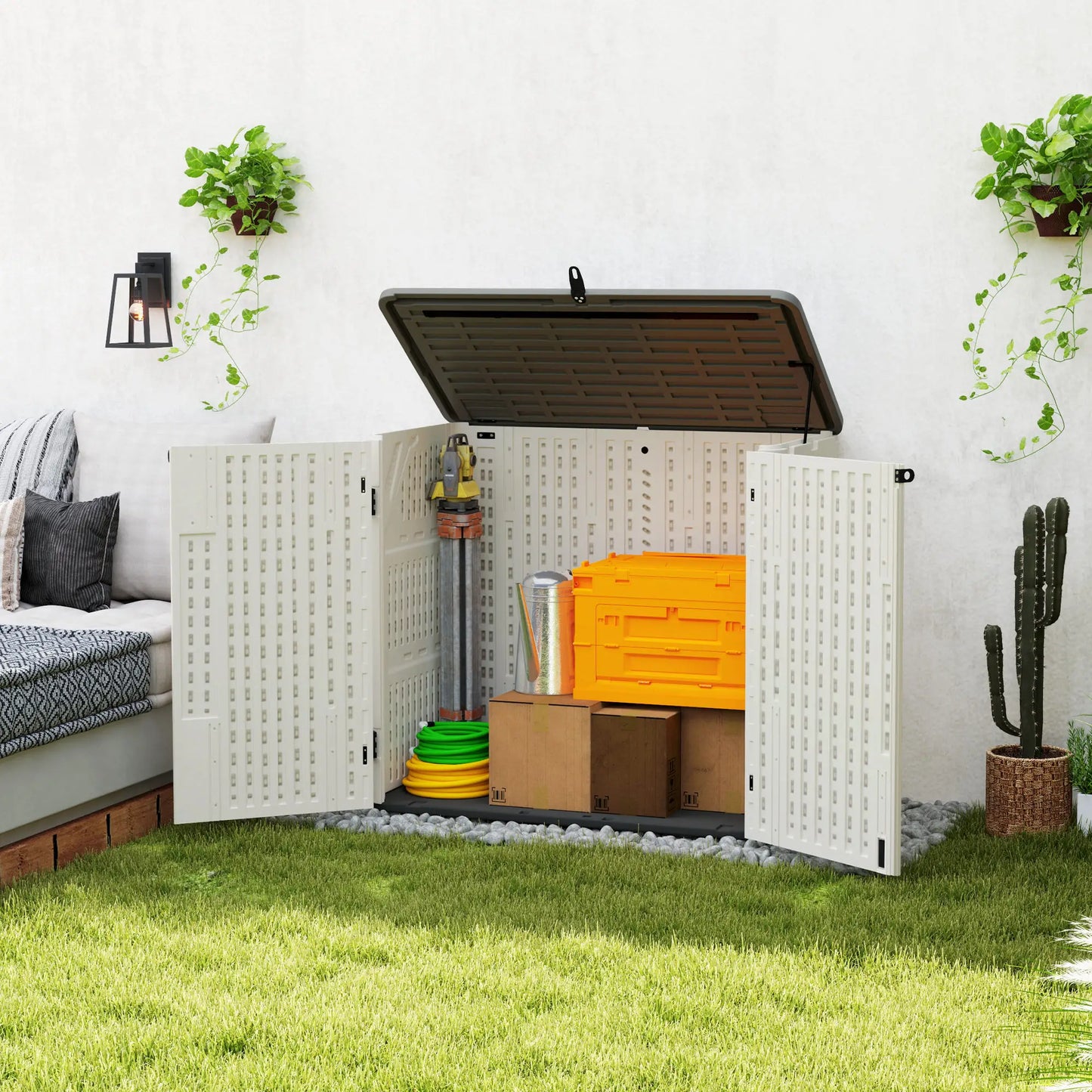 185 Gallon Outdoor Storage Cabinet, Openable Top, Lockable Doors Sheds at Gallery Canada