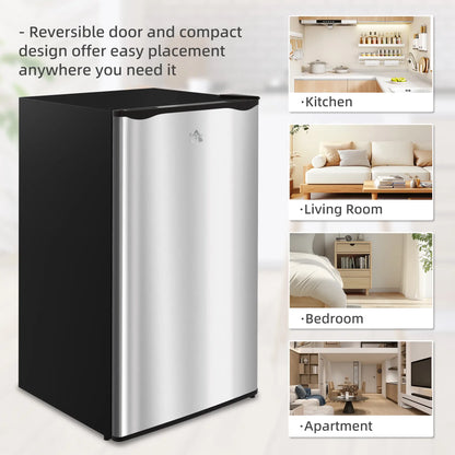 Compact Refrigerator, Mini Fridge with Freezer, Adjustable Shelf, Silver Small Kitchen Appliances at Gallery Canada