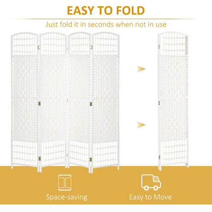 4 Panel Folding Room Divider, Portable Privacy Screen, White Room Dividers at Gallery Canada
