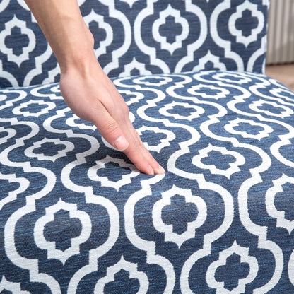 Armless Accent Chair for Bedroom, Upholstered Slipper Side Chair for Living Room with Wood Legs, Blue Accent Chairs at Gallery Canada