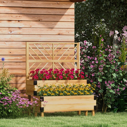 Raised Garden Bed With Trellis, 2 Tier Wooden Elevated Planter Box Elevated Garden Beds at Gallery Canada