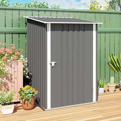 3.3' x 3.4' Lean-To Garden Shed, Galvanized Steel Tool House, Lockable Door, Grey Sheds at Gallery Canada