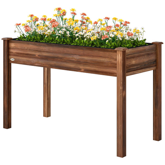 48" x 22" x 30" Wooden Patio Raised Garden Bed Planter, Carbonized Elevated Garden Beds Carbonized at Gallery Canada