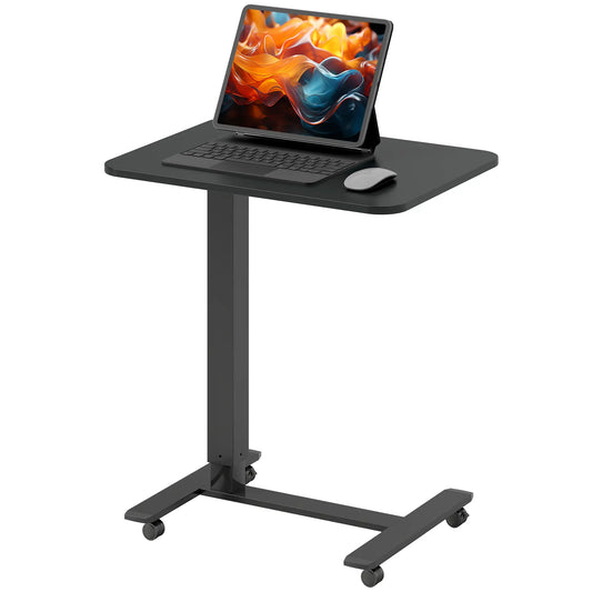 Adjustable Height Pneumatic Standing Desk, 43 Inch, Mobile with Wheels, Black Office Desks & Work Stations Black at Gallery Canada