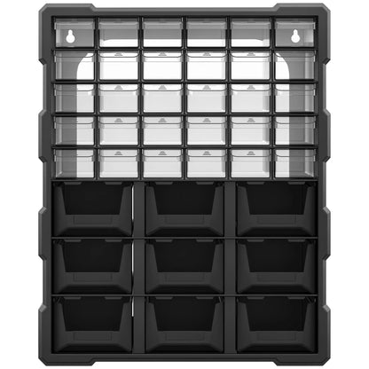 Plastic 39 Drawer Parts Organizer, Wall Mount Storage Cabinet, Black Tool Organizers Black at Gallery Canada