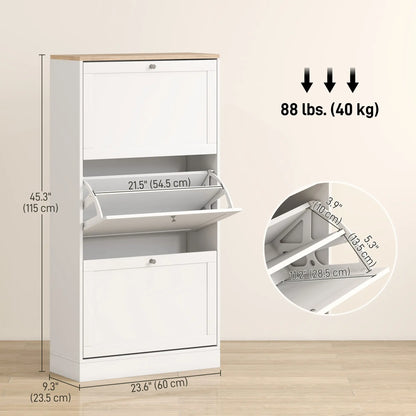 Modern Shoe Storage, 3 Flip Drawers, Adjustable Shelves, 18 Pairs, White Shoe Storage Cabinets & Racks at Gallery Canada