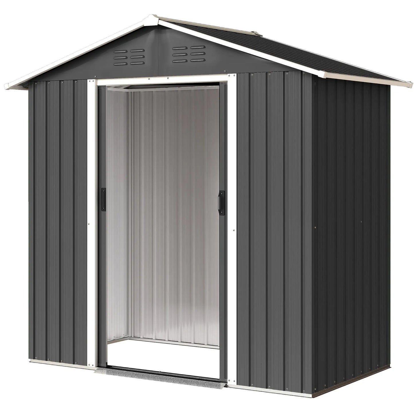 6.5x3.5ft Metal Garden Storage Shed, Double Sliding Doors, Dark Grey Sheds Dark Grey at Gallery Canada