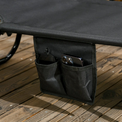 2 Piece Folding Chaise Lounges, Reclining Back, Sunshade, Black Lounger Chairs at Gallery Canada