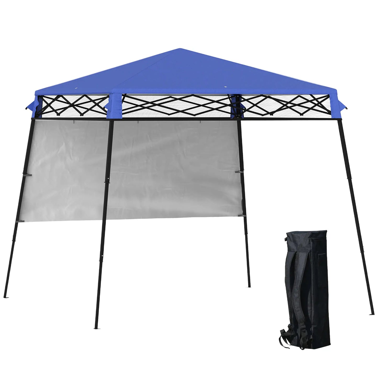 7' x 7' Foldable Pop Up Gazebo Tent, Adjustable Legs, Black, Blue Pop Up Canopies Blue, Black at Gallery Canada