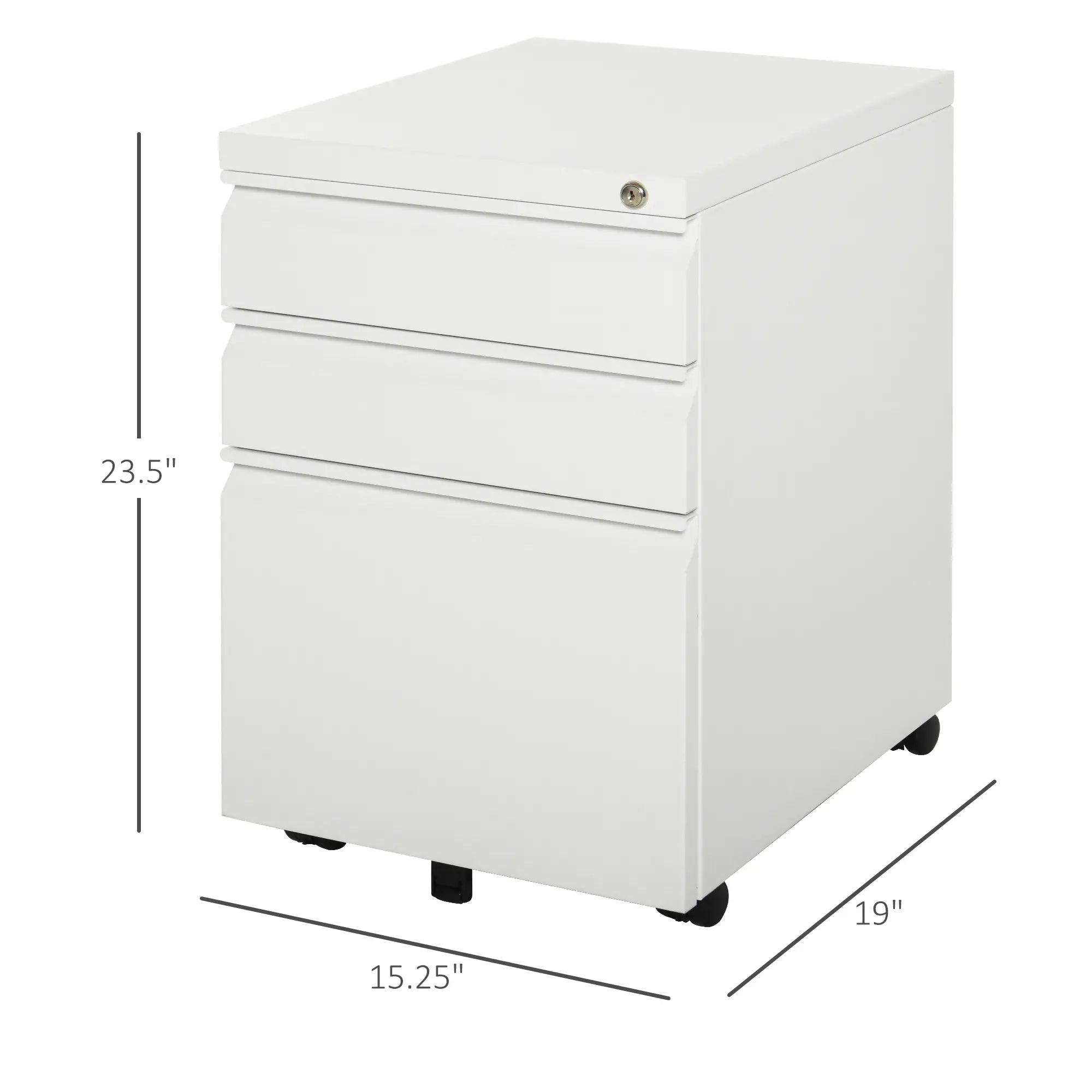 3 Drawer Lockable Filing Cabinet on Wheels, Legal Letter A4 Files, White Office Cabinets & Cupboards at Gallery Canada