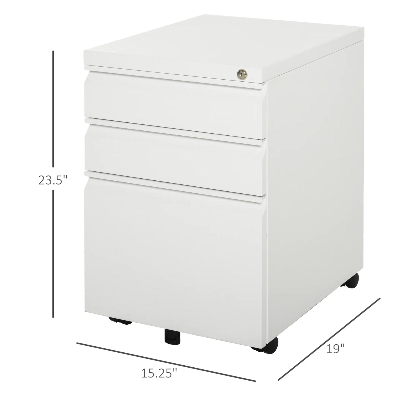 3 Drawer Lockable Filing Cabinet on Wheels, Legal Letter A4 Files, White Office Cabinets & Cupboards at Gallery Canada