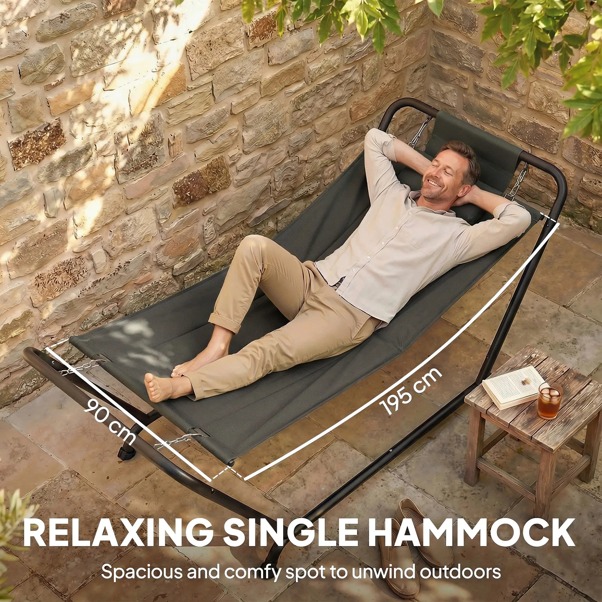 Heavy Duty Freestanding Outdoor Hammock, Dark Grey Hammocks with Stand at Gallery Canada