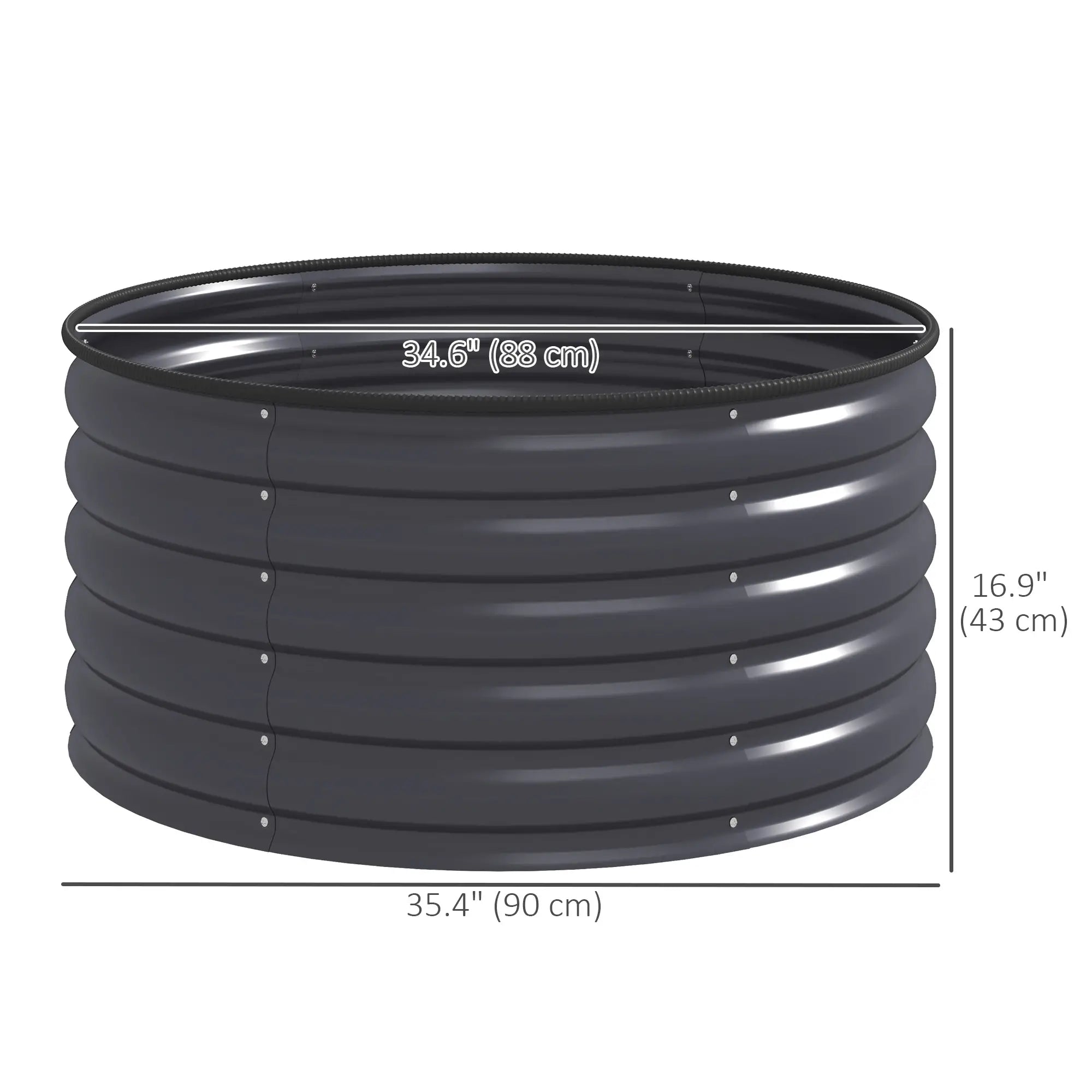 Galvanized Raised Flower Bed, 3x3x1.5 ft, Dark Grey Raised Garden Beds at Gallery Canada