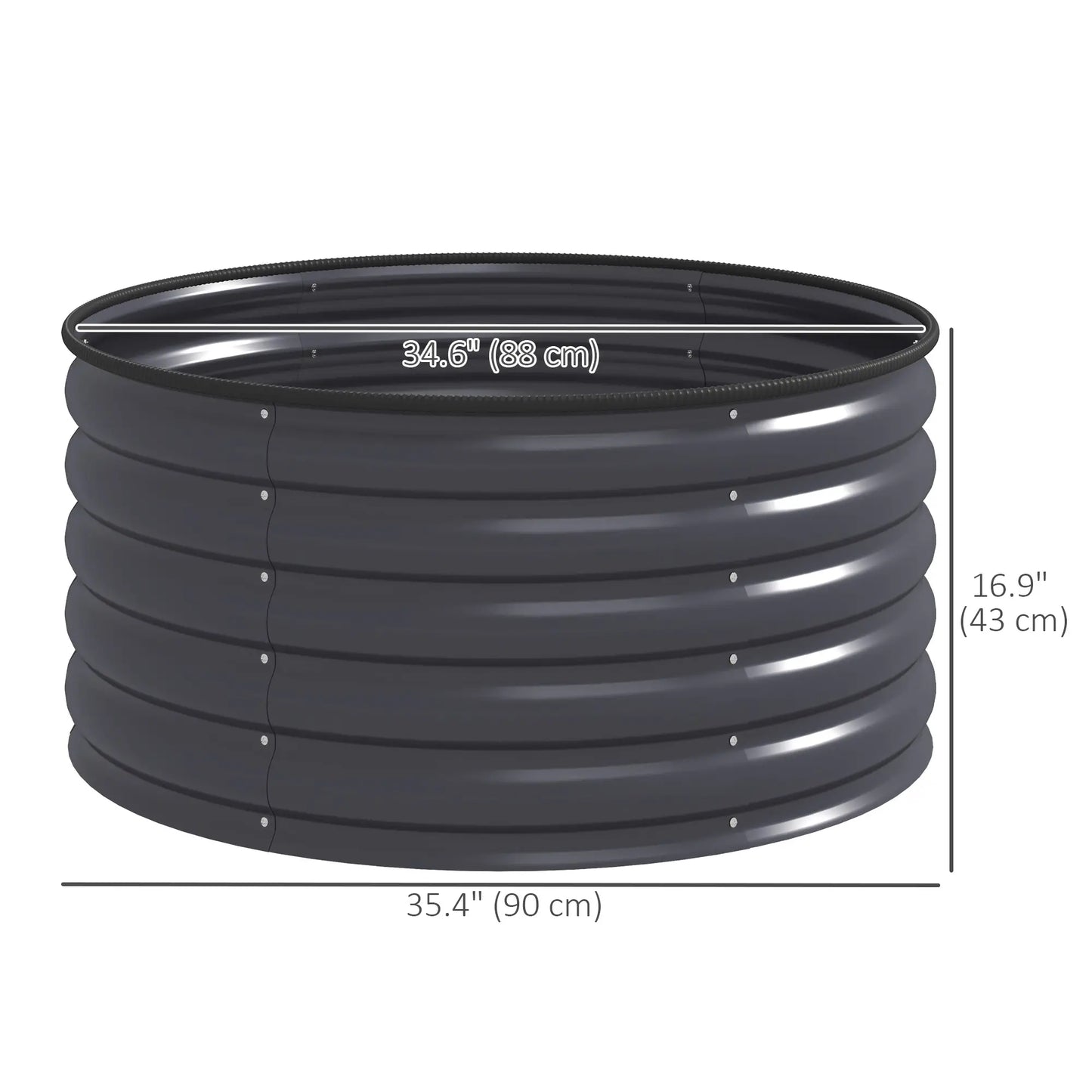 Galvanized Raised Flower Bed, 3x3x1.5 ft, Dark Grey Raised Garden Beds at Gallery Canada