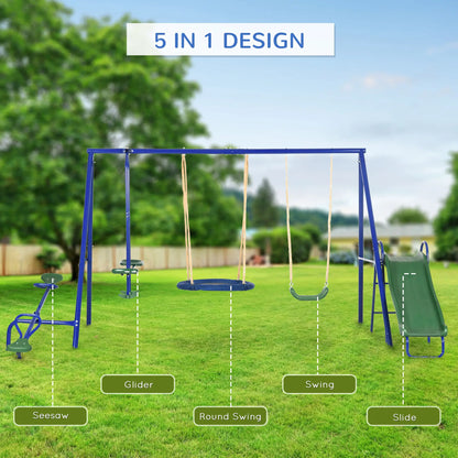 5 in1 Kids Swing Set, Saucer Swing, Slide, Seesaw, Glider, Swing Seat Gym Sets & Swings at Gallery Canada