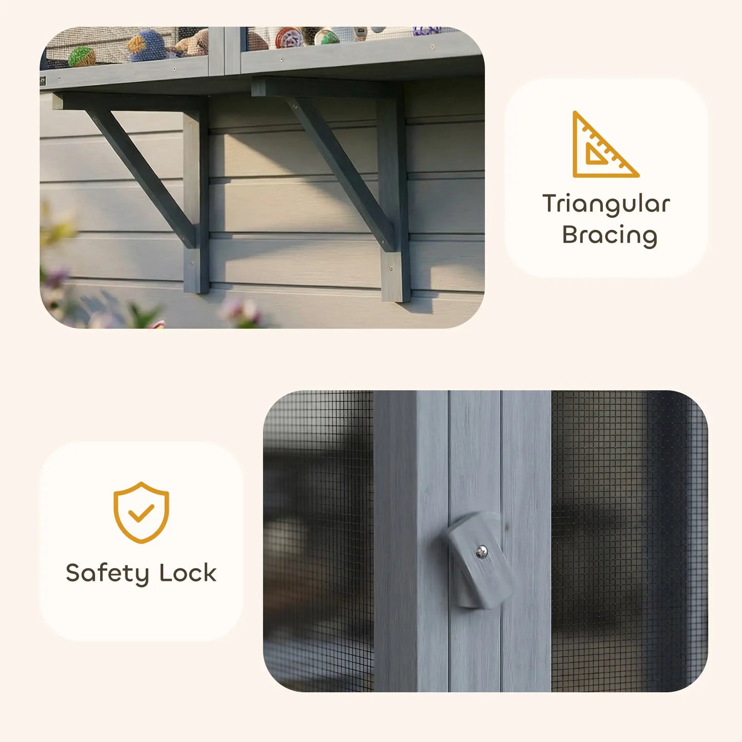 Outdoor Cat Enclosure, Wall-Mounted 2-Level Cat House, Waterproof Roof, 51.2", Grey Outdoor Cat Enclosures at Gallery Canada