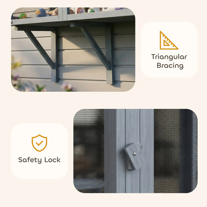 Outdoor Cat Enclosure, Wall-Mounted 2-Level Cat House, Waterproof Roof, 51.2", Grey Outdoor Cat Enclosures at Gallery Canada