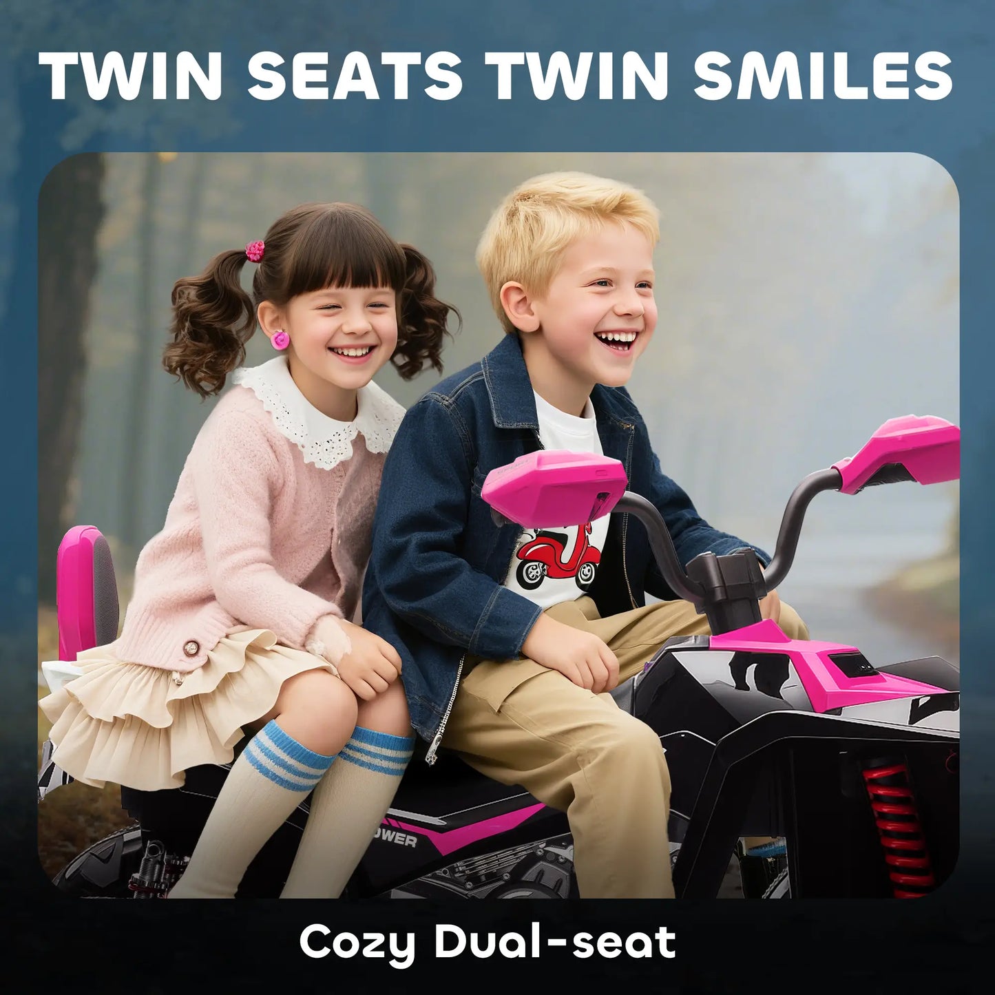 2-Seater All-Terrain 4 Wheeler, 24V Kids ATV, Electric Quad Car, Pink Electric Toy Cars at Gallery Canada