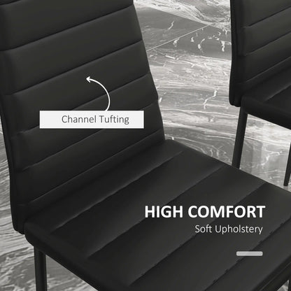 Modern PU Leather Dining Chairs, Set of 6, Metal Legs, Black Bar Stools at Gallery Canada